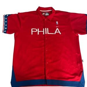 Nike Nba Rewind Philadelphia 76ers Sixers 1999 Red Shooting Shirt Snap